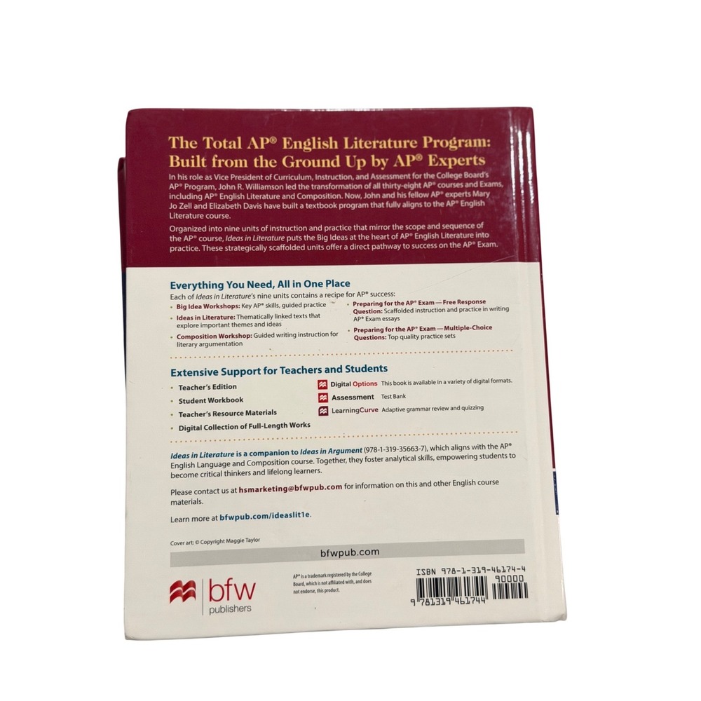 Ideas in Literature AP English Textbook Hard Cover 2022 Edition - Picture 2 of 16